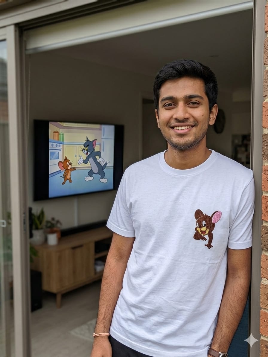 Jerry Embroidered White T-Shirt