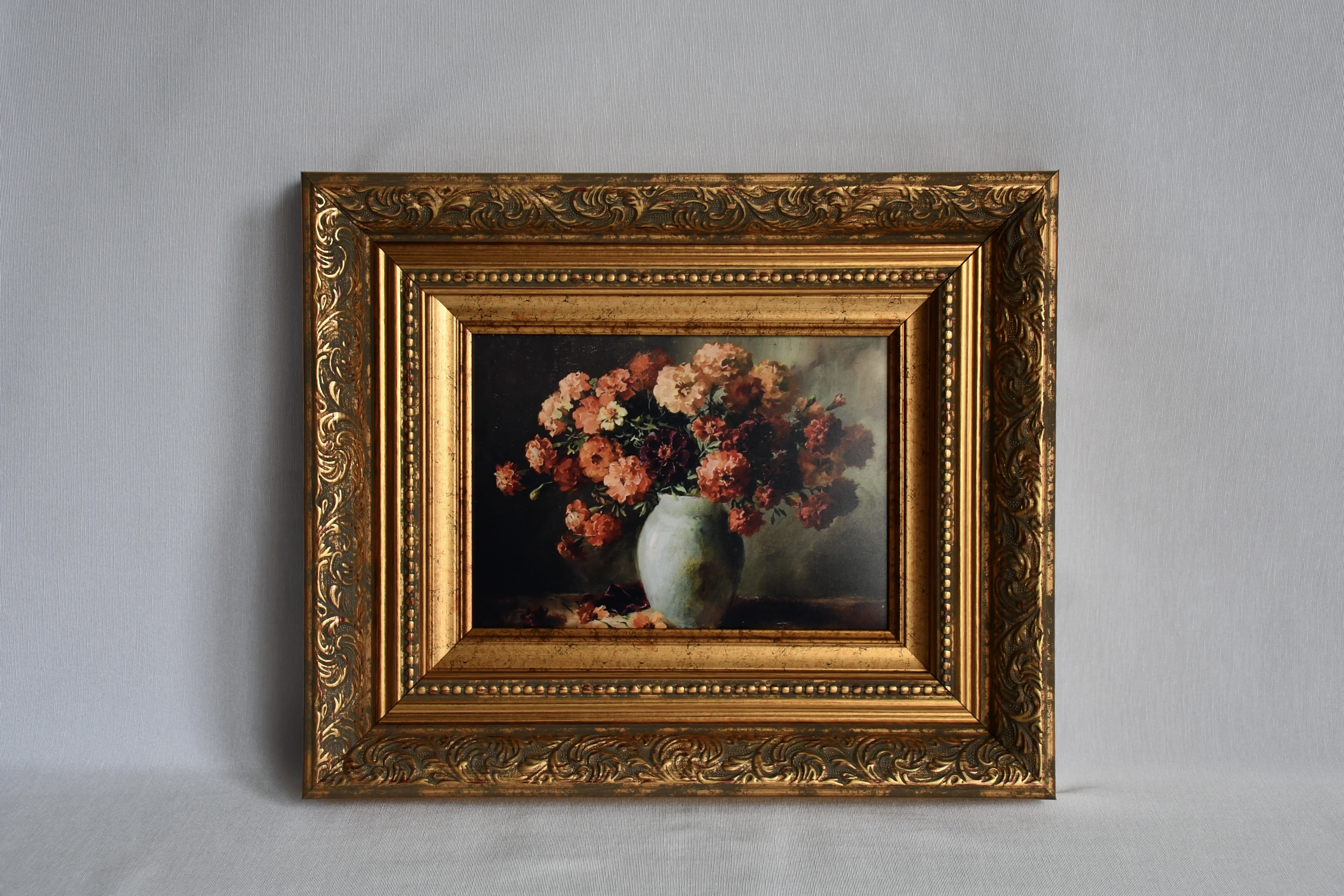 Golden Petals Vintage Çerçeveli Tablo