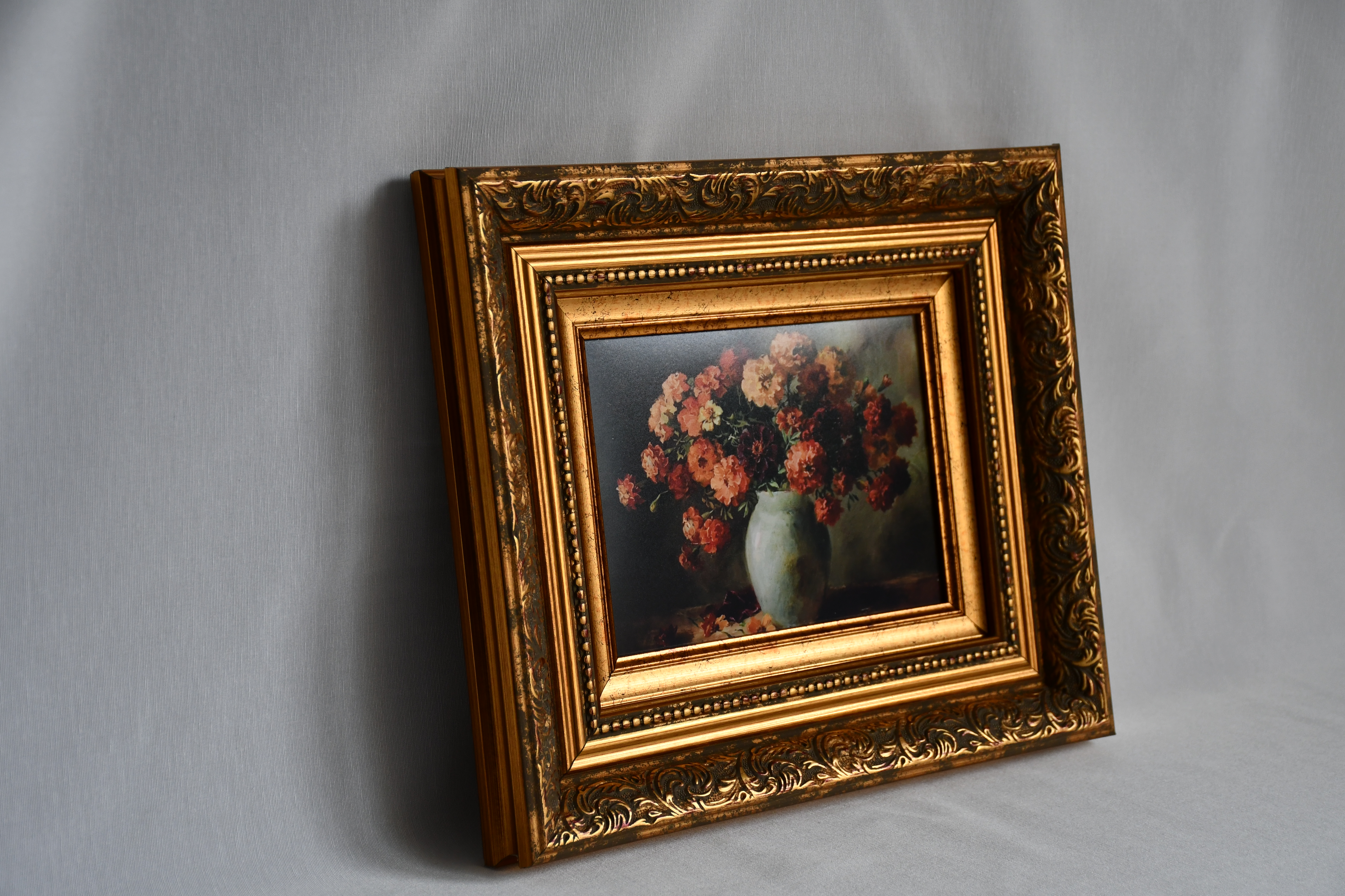 Golden Petals Vintage Çerçeveli Tablo