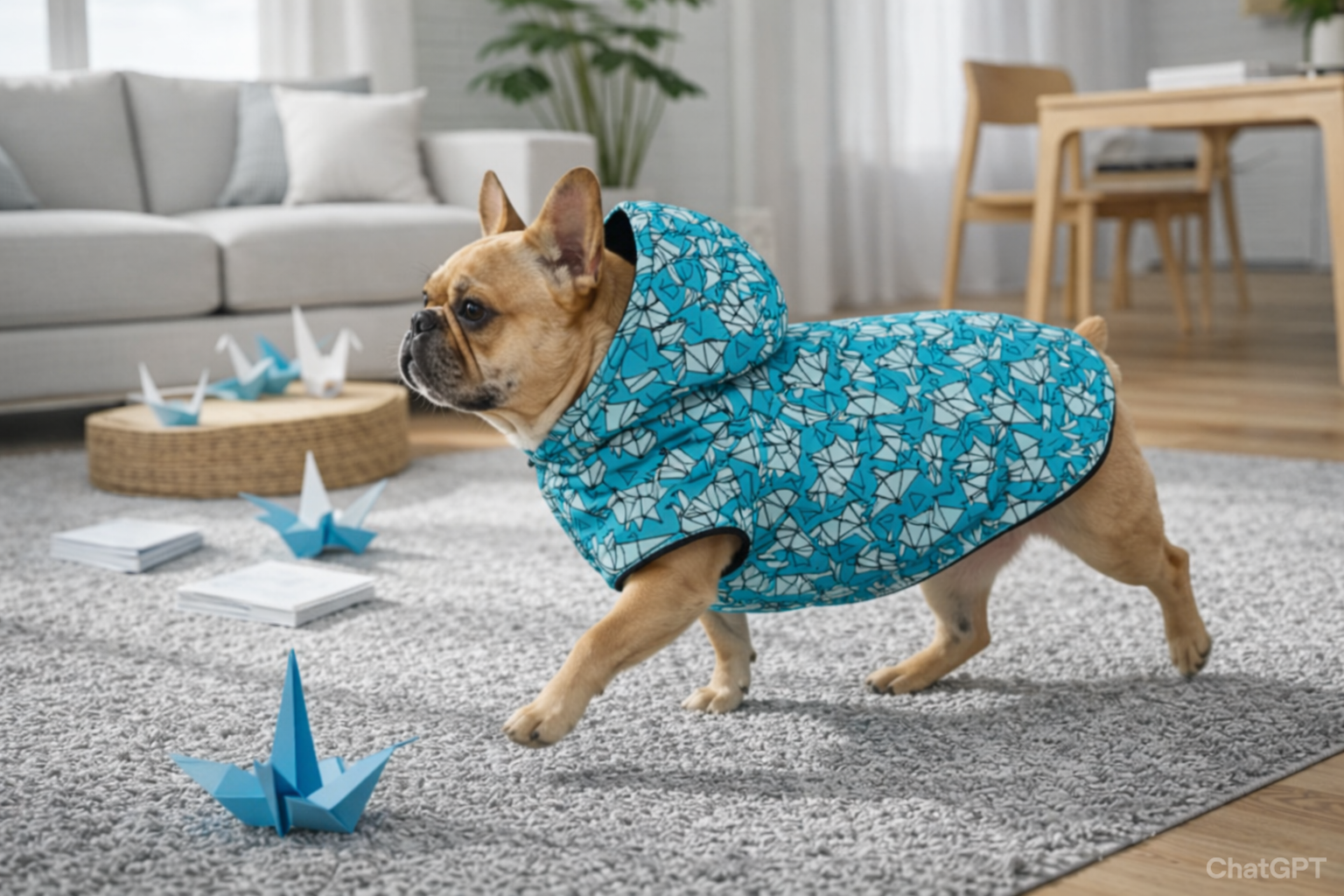 Origami Print Dog Hoodie