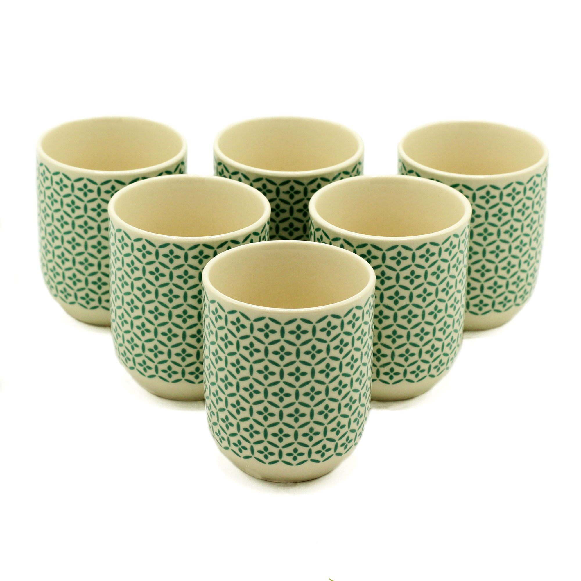 Verde Smarald – Set 6 Căni din Ceramică (190ml)
