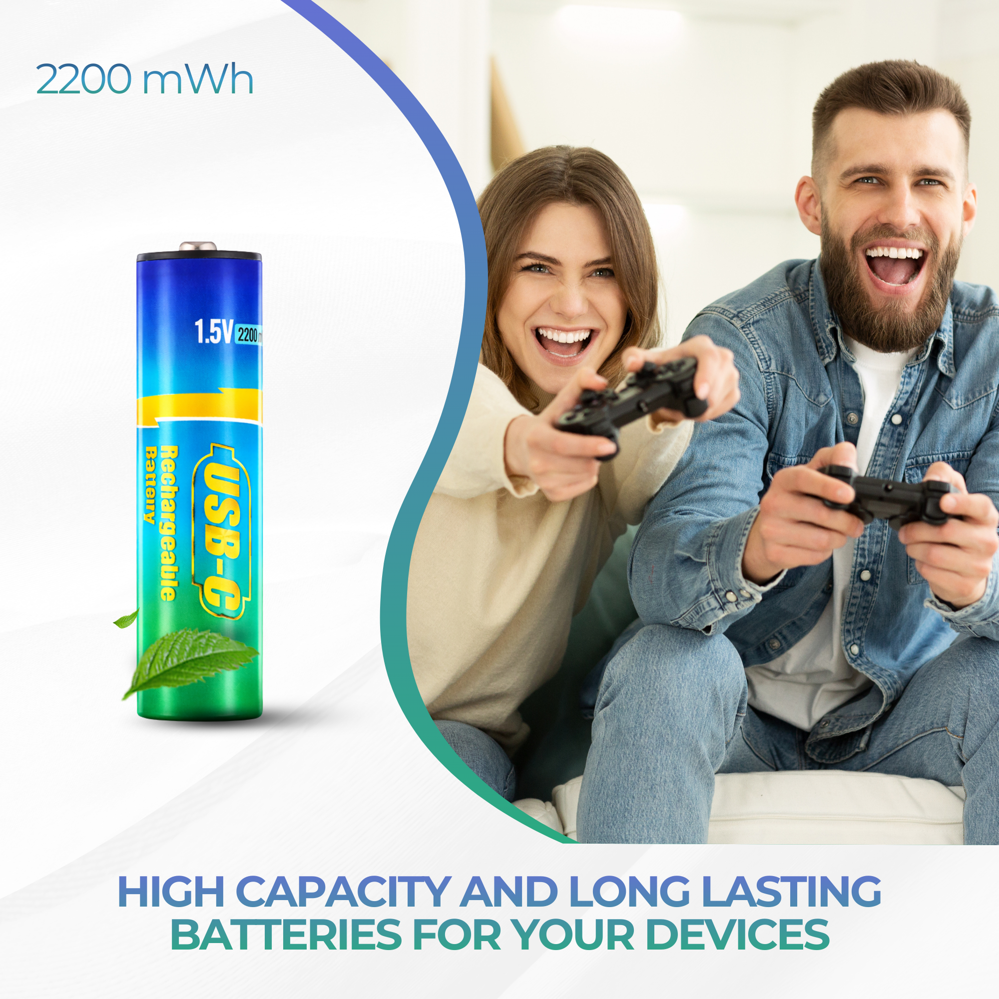 USB-C Rechargeable AA Batteries