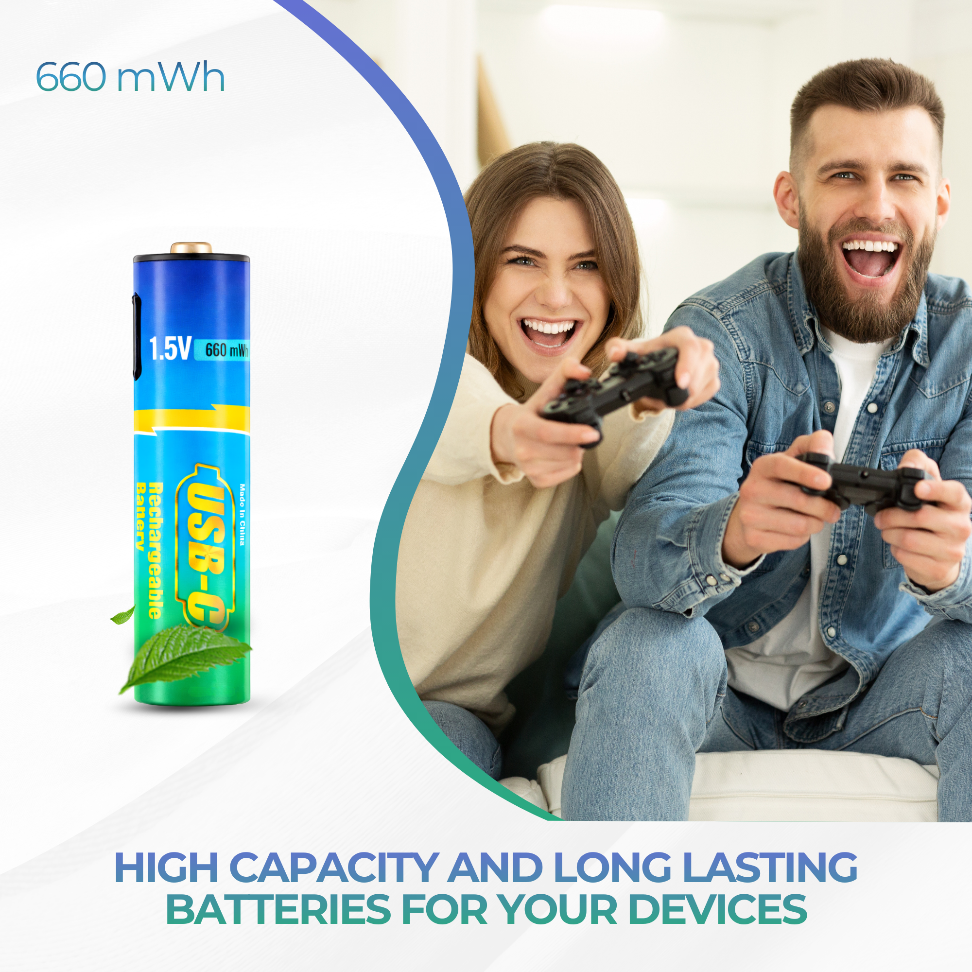 USB-C Rechargeable AAA Batteries 