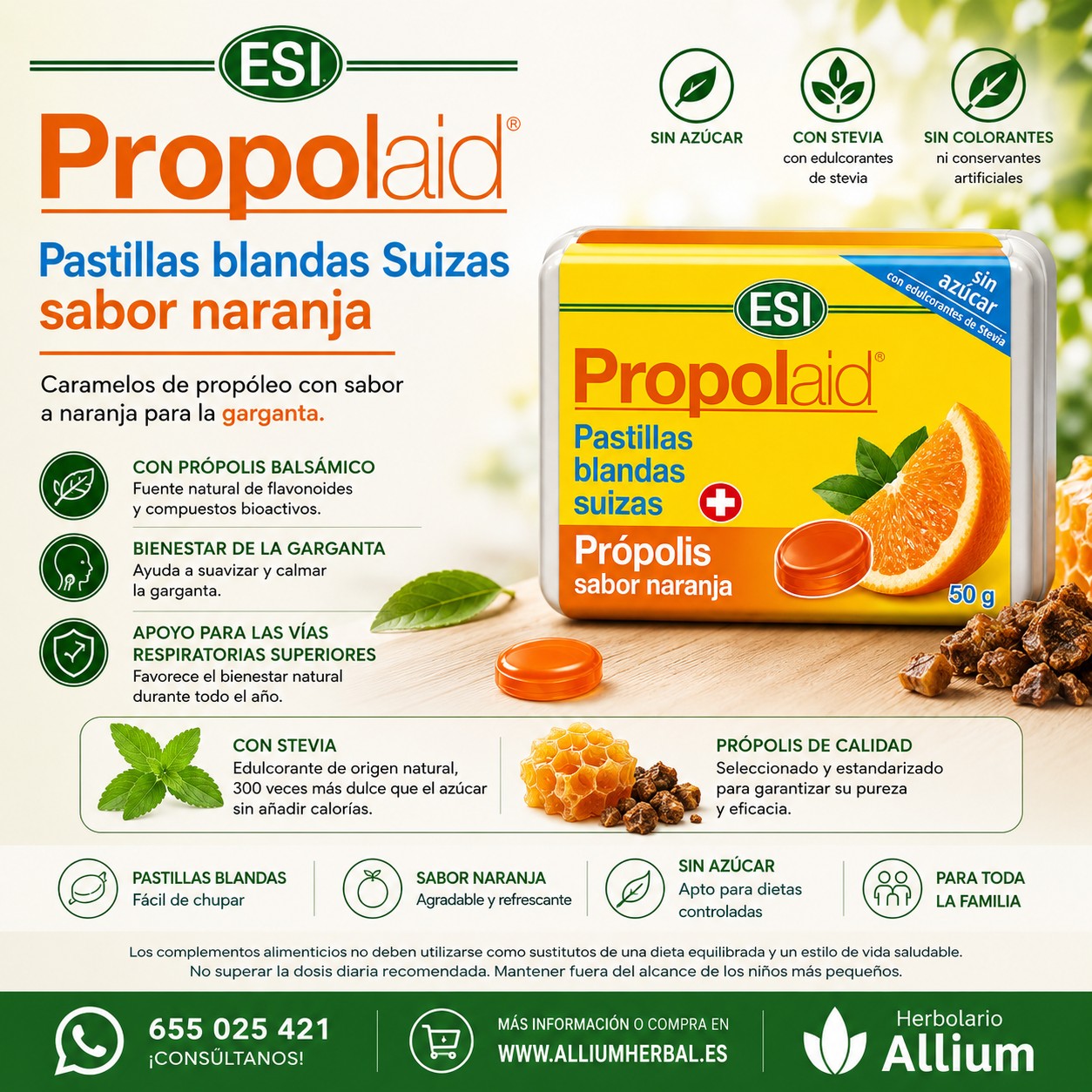 Pastillas blandas suizas sabor naranja 50 gramos de ESI