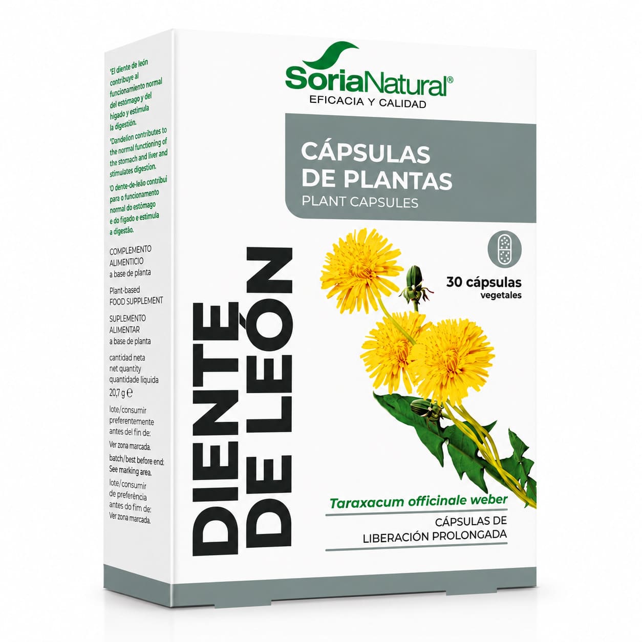 Diente de León 30 Cápsulas de 690 mg de Soria Natural 
