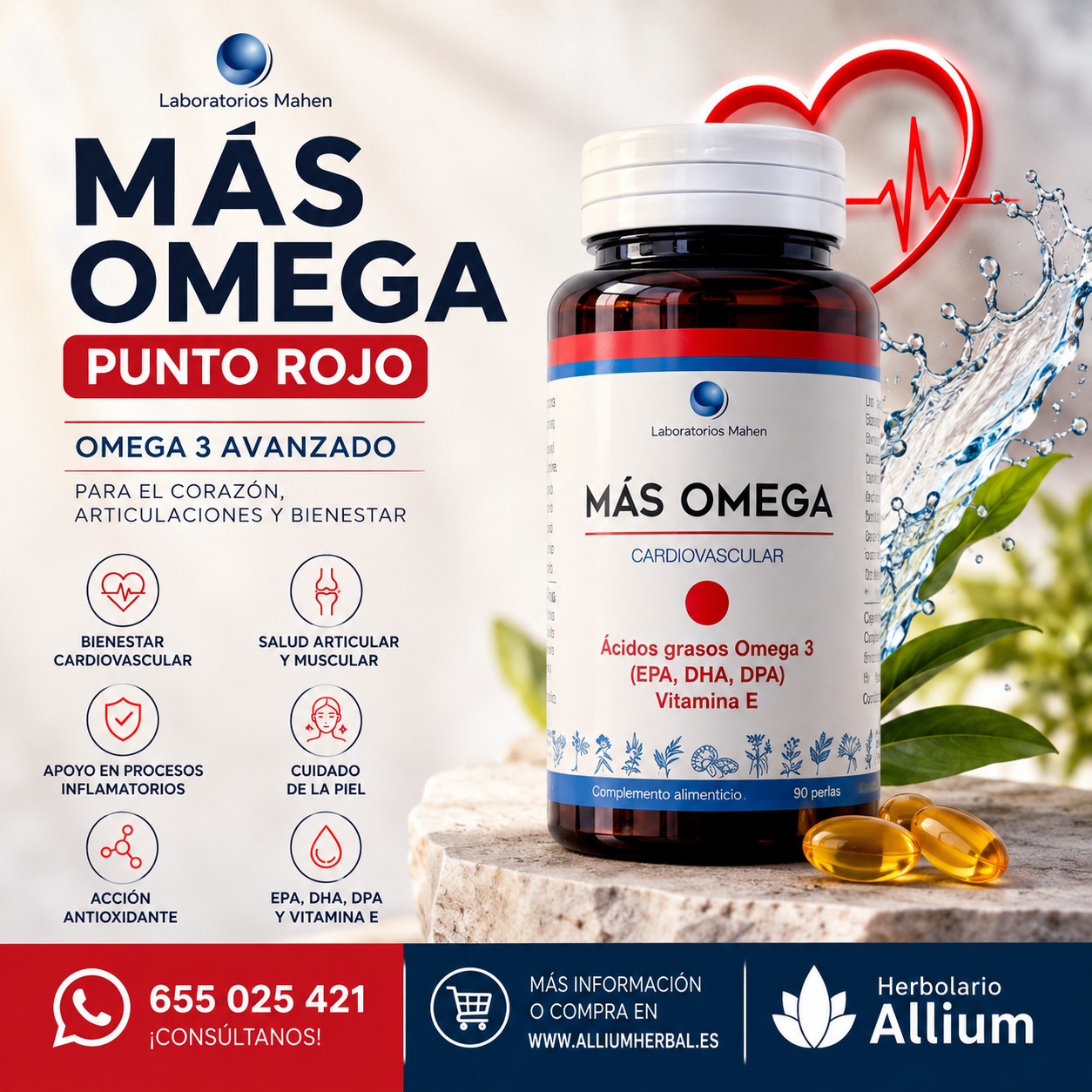 Más Omega Punto Rojo 90 perlas de Mahen