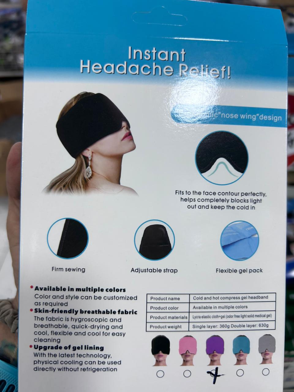 Banda fría para migraña 