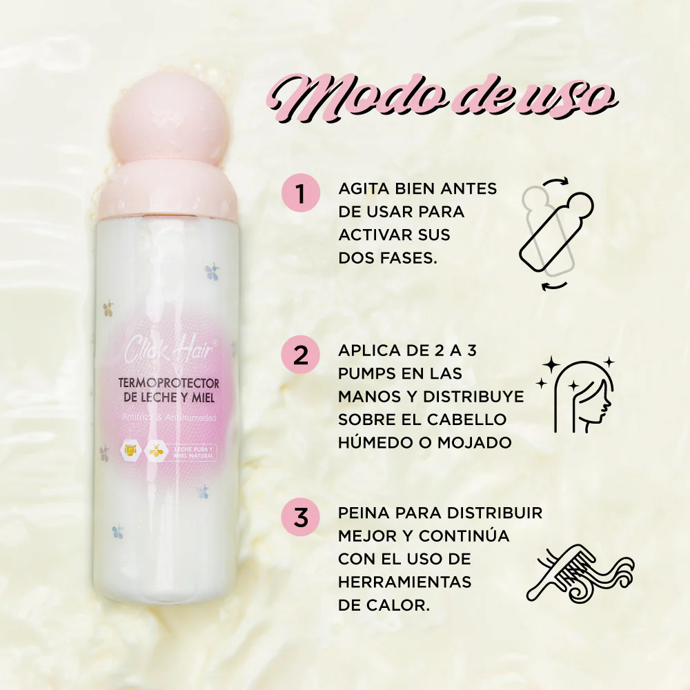 Termoprotector Bifásico Leche y Miel Click Hair