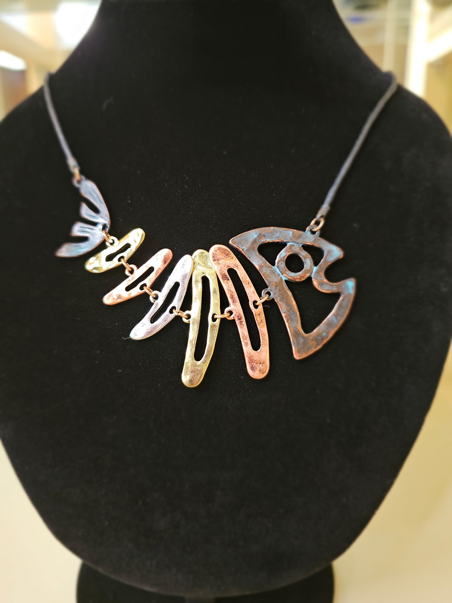 Abstract Metal Statement Necklace