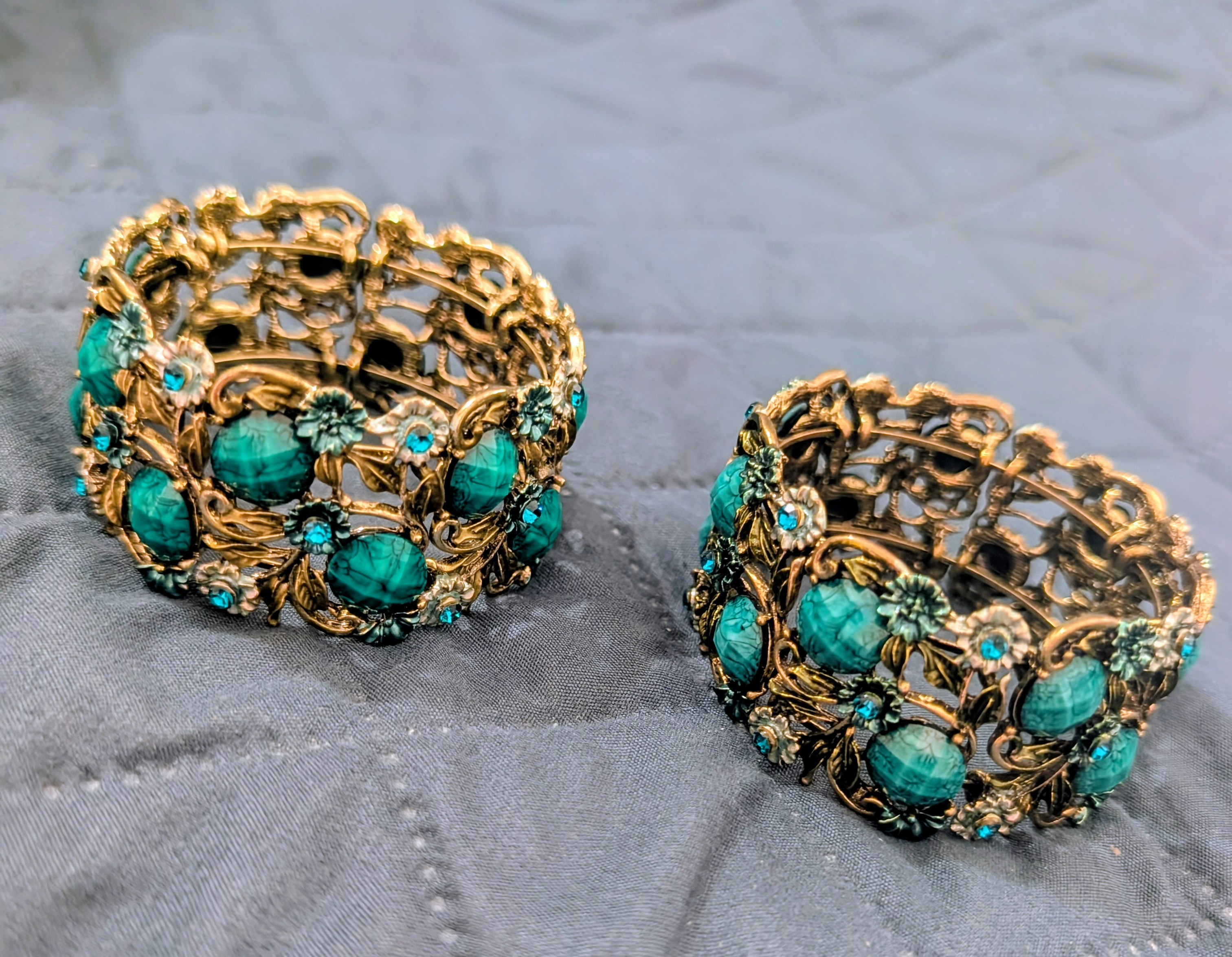Matching Vintage Turquoise Gem Bracelet-Mother's Day Bangle Collection BOGO 