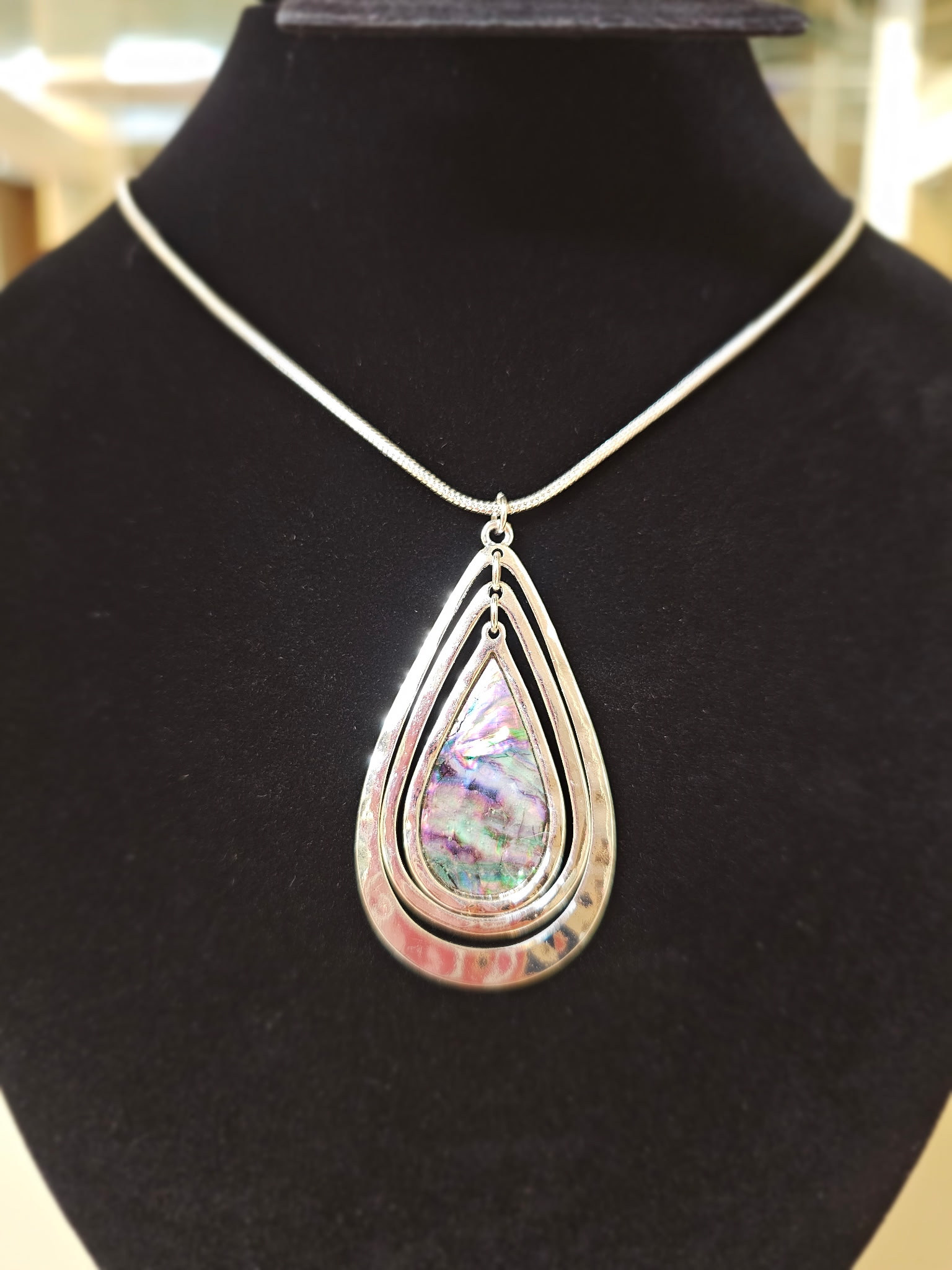Abalone Shell Teardrop Pendant Necklace