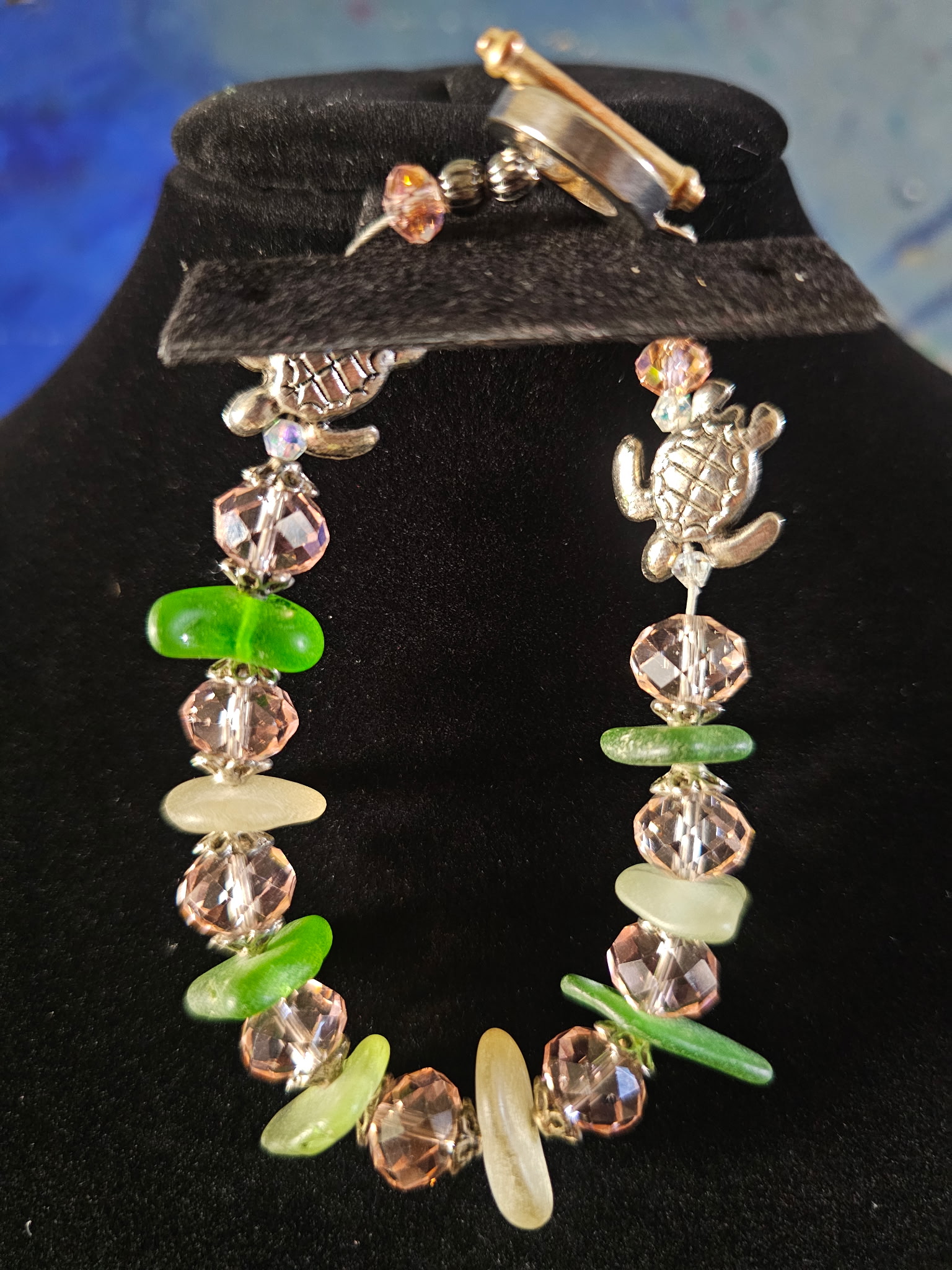 Turtle Charm sea glass Bracelet (one-of-a-kind)