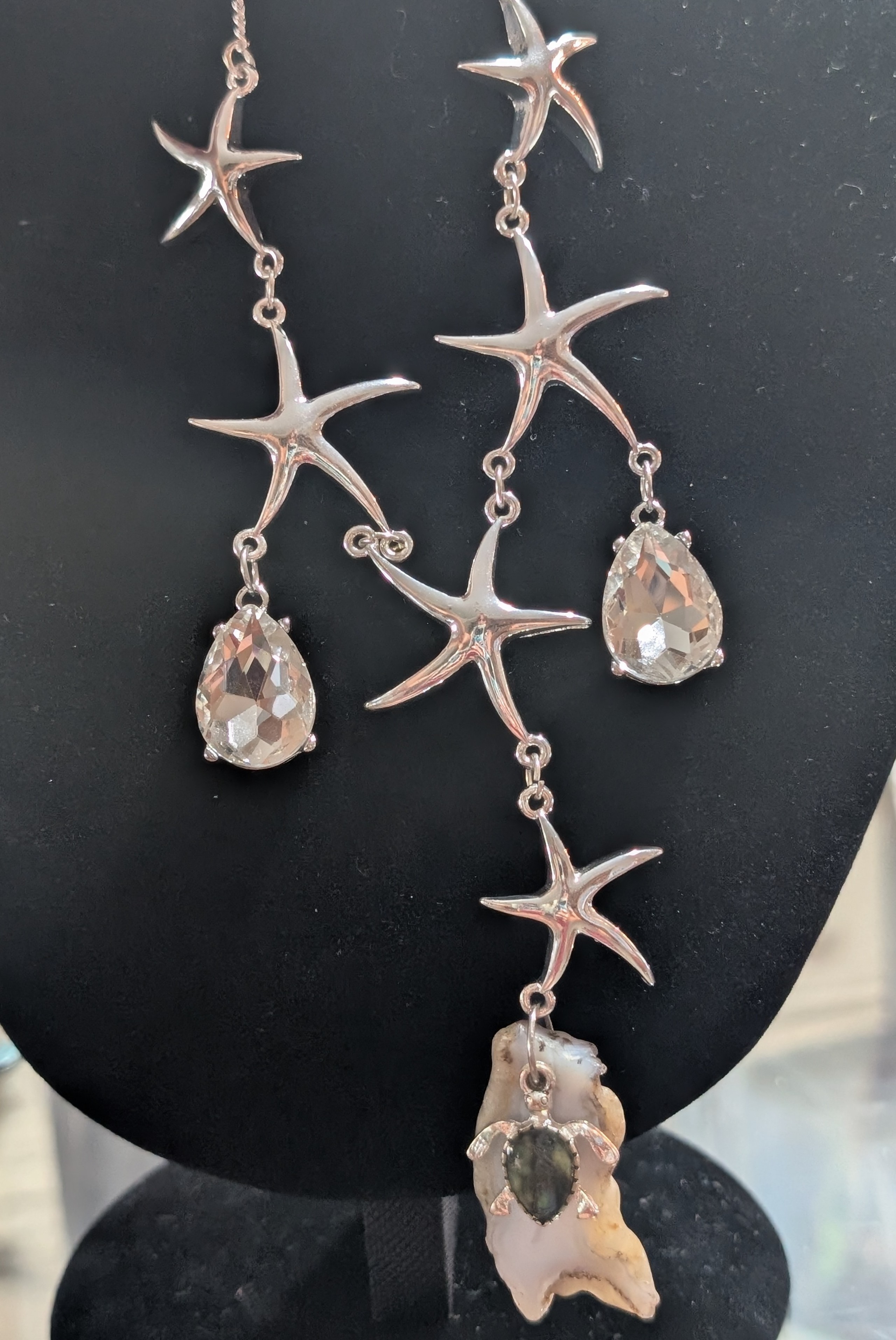 Starfish and Crystal Statement Earrings