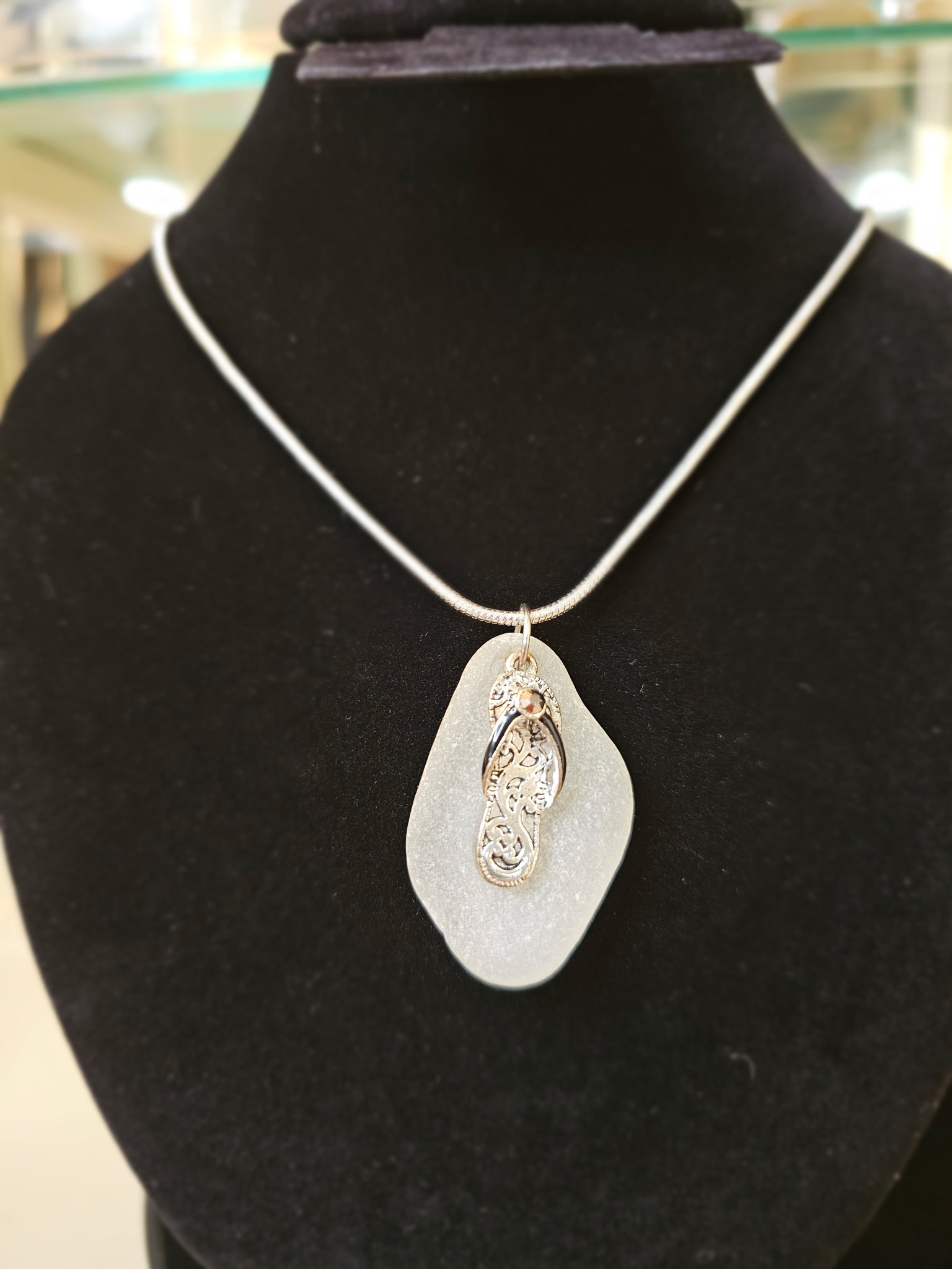 Flip-Flop Sea Glass Pendant Necklace (one-of-a-kind)-COMING SOON! 