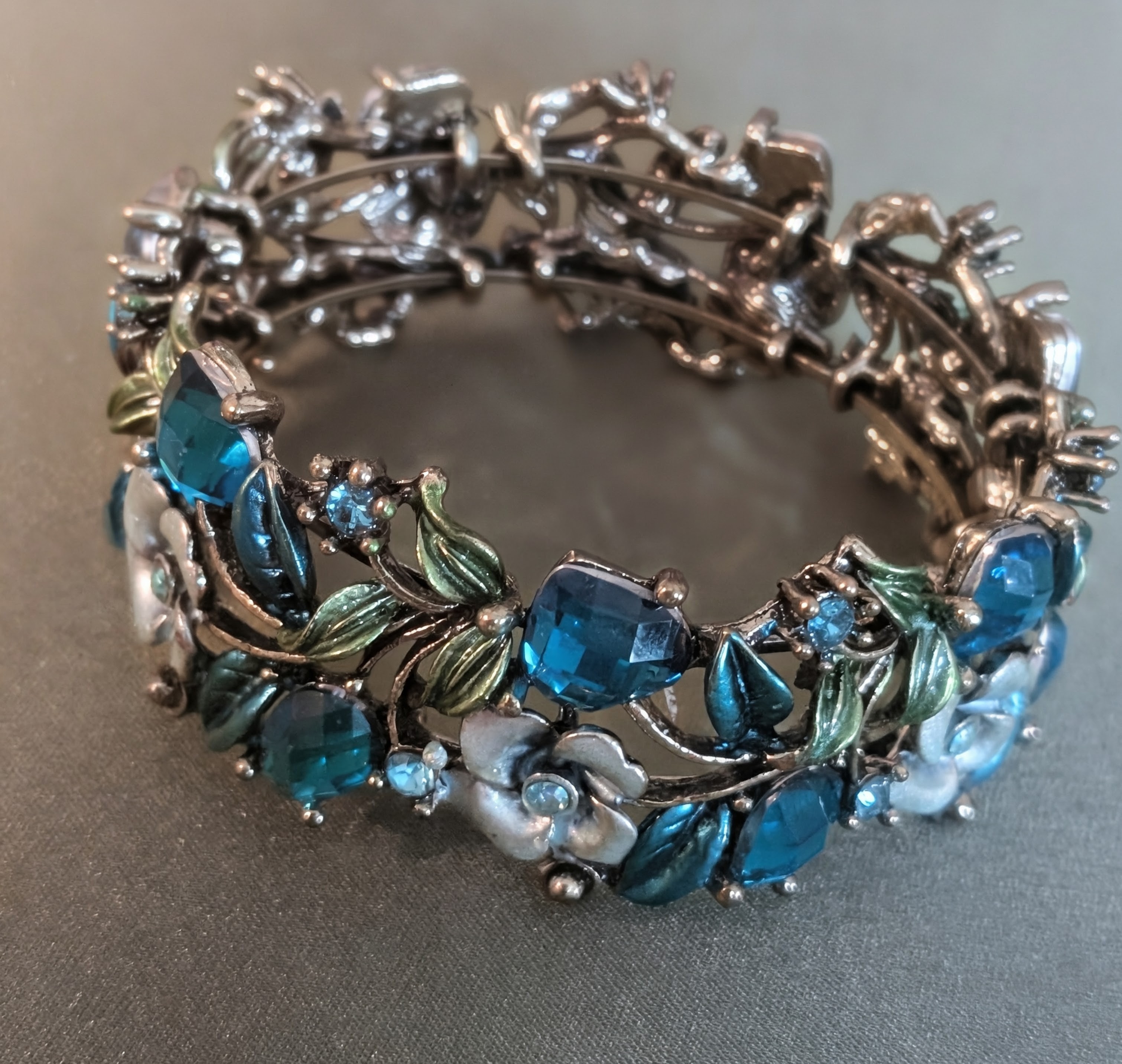 Vintage Blue Floral Bracelet-Mother's Day Bangle Collection