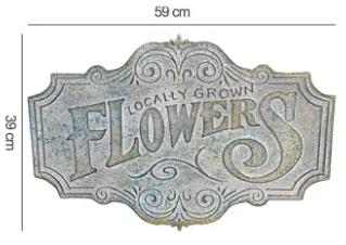 Placa Decorativa Vintage Flowers