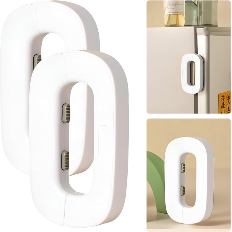 Child Safety Refrigerator Lock | Baby Proof Double Button Fridge Lock White & Grey