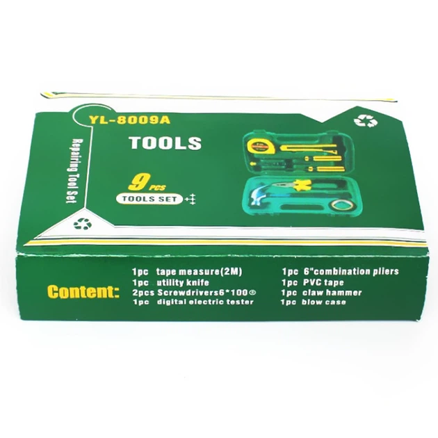 8 PCS Professional Tool Set with Storage Box | YL-8009A Model | Durable Home Repair & DIY Toolkit | Organized Plastic Storage Box