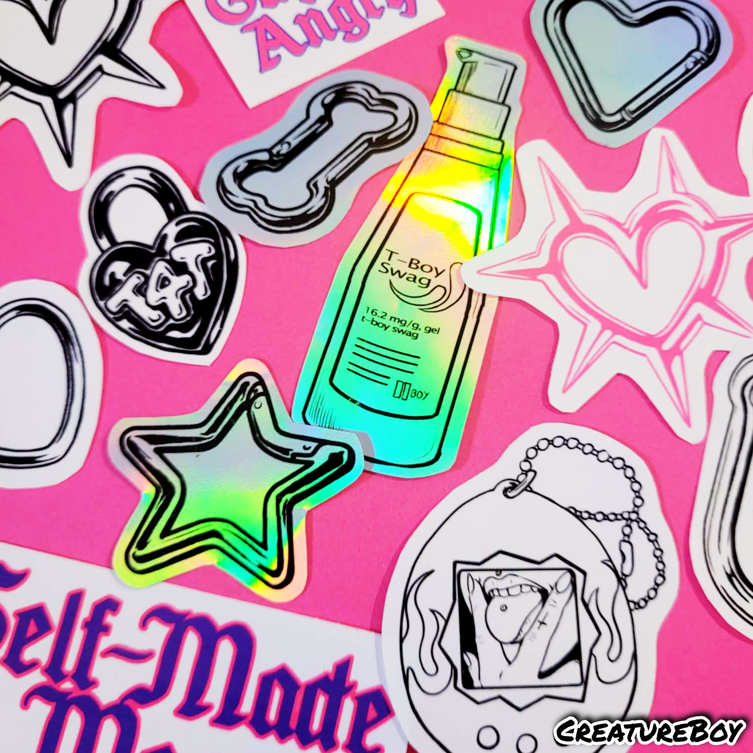 Heart Carabiner - Holographic Sticker