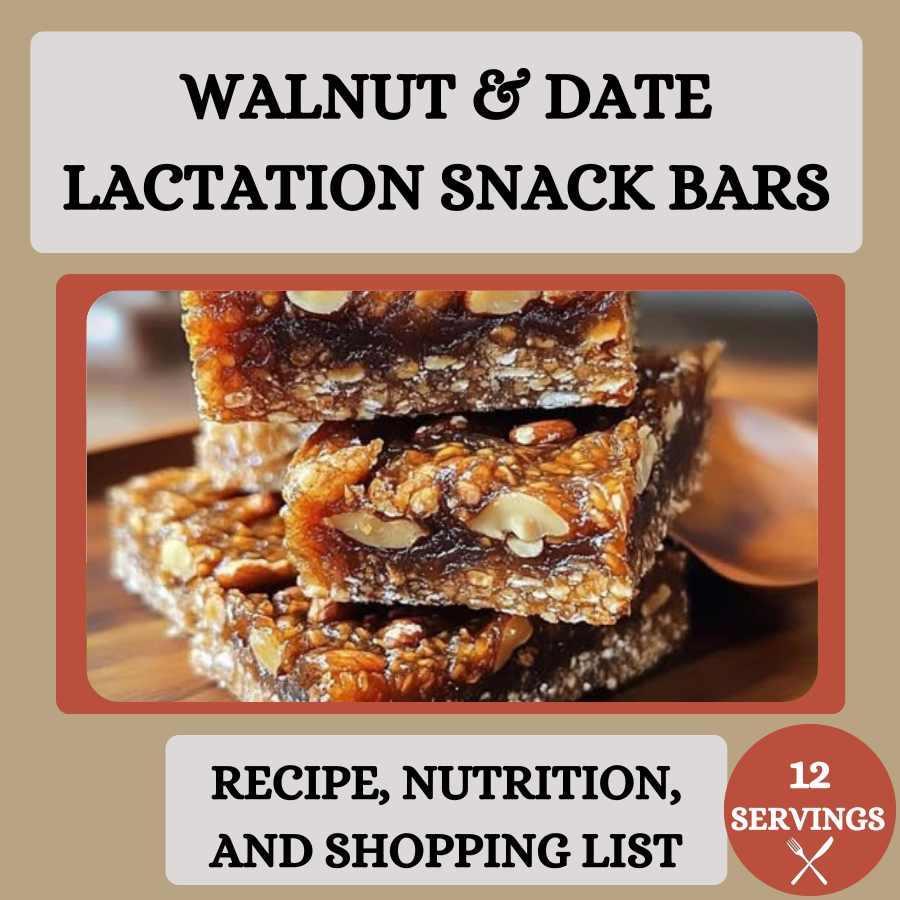 Walnut & Date Lactation Snack Bars Recipe + Shopping List