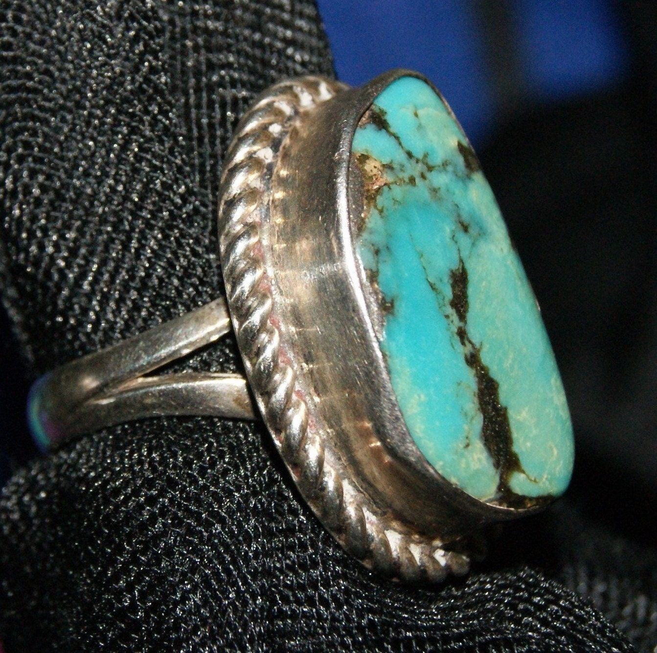 Nacozari Turquoise Ring. Sterling Silver. Signed. c1945, Free Worldwide Ship