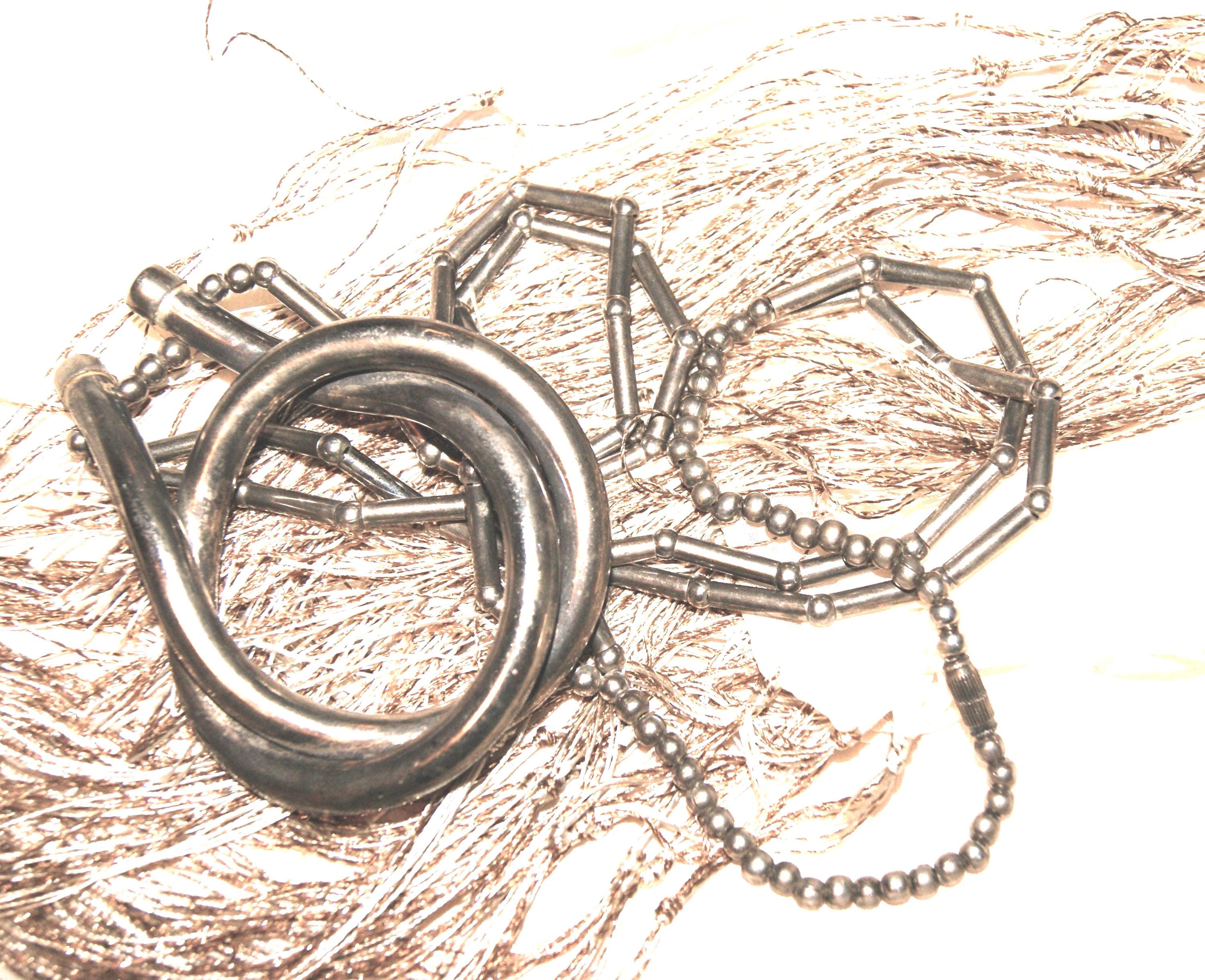 Brutalist Pendant Necklace. Estate. Sterling Silver. c1960. Free World Shipping