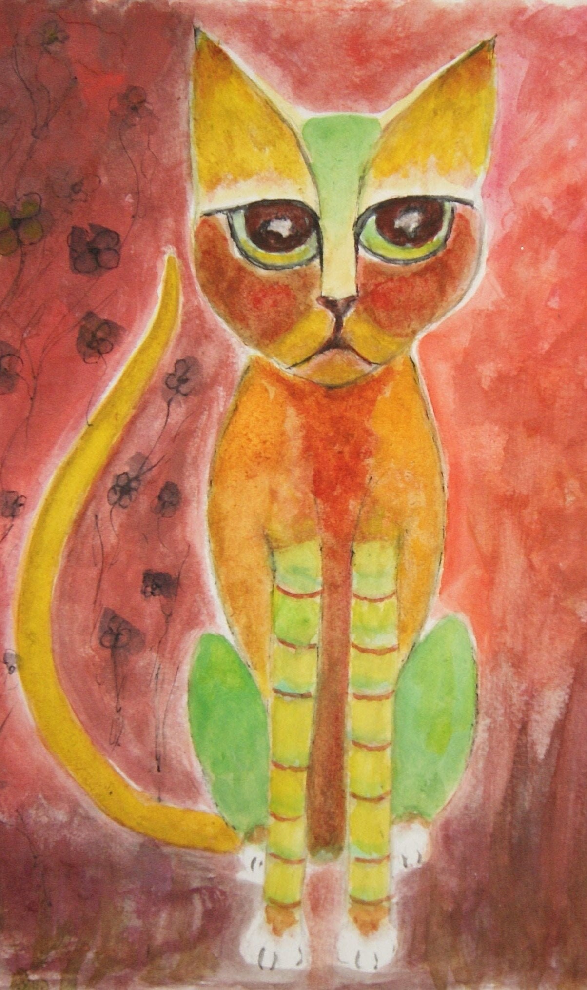 PAPRIKA. Cat Pack Rescue Series. Original Watercolor. Free World Shipping