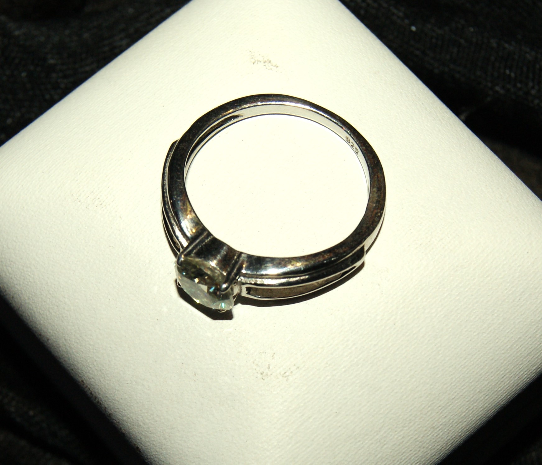 Estate. Lab Diamond Ring. 1.25 Ct. Sterling Silver. Size 7. c1998. Free Worldwide Ship