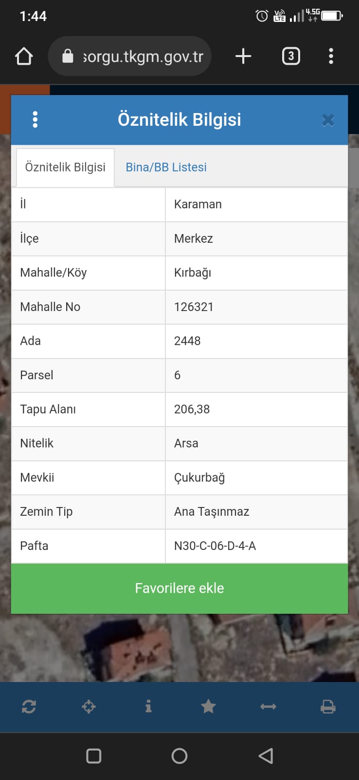 ŞEYH EDEBALİ MAHALLESİ 206 M2 ARSA ÇİFT HİSSENİN TAMAMI