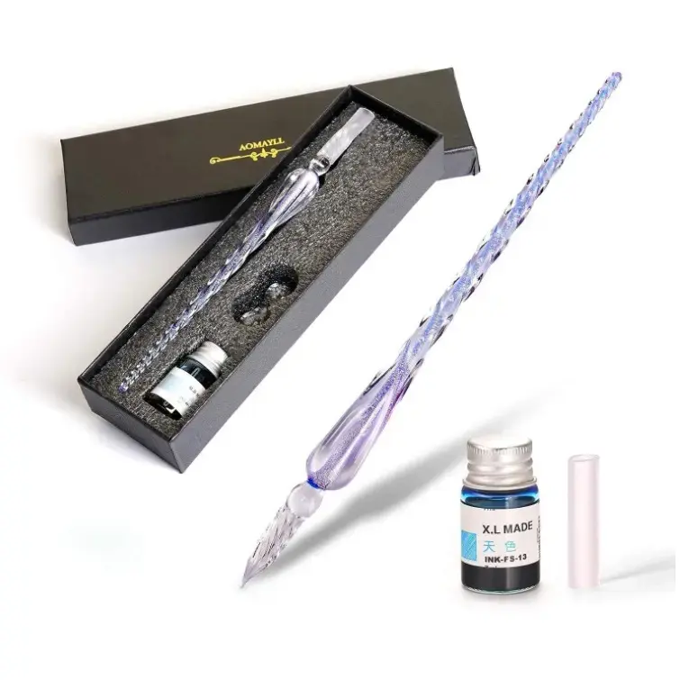 Crystal Glass Dip Pen and Ink Set