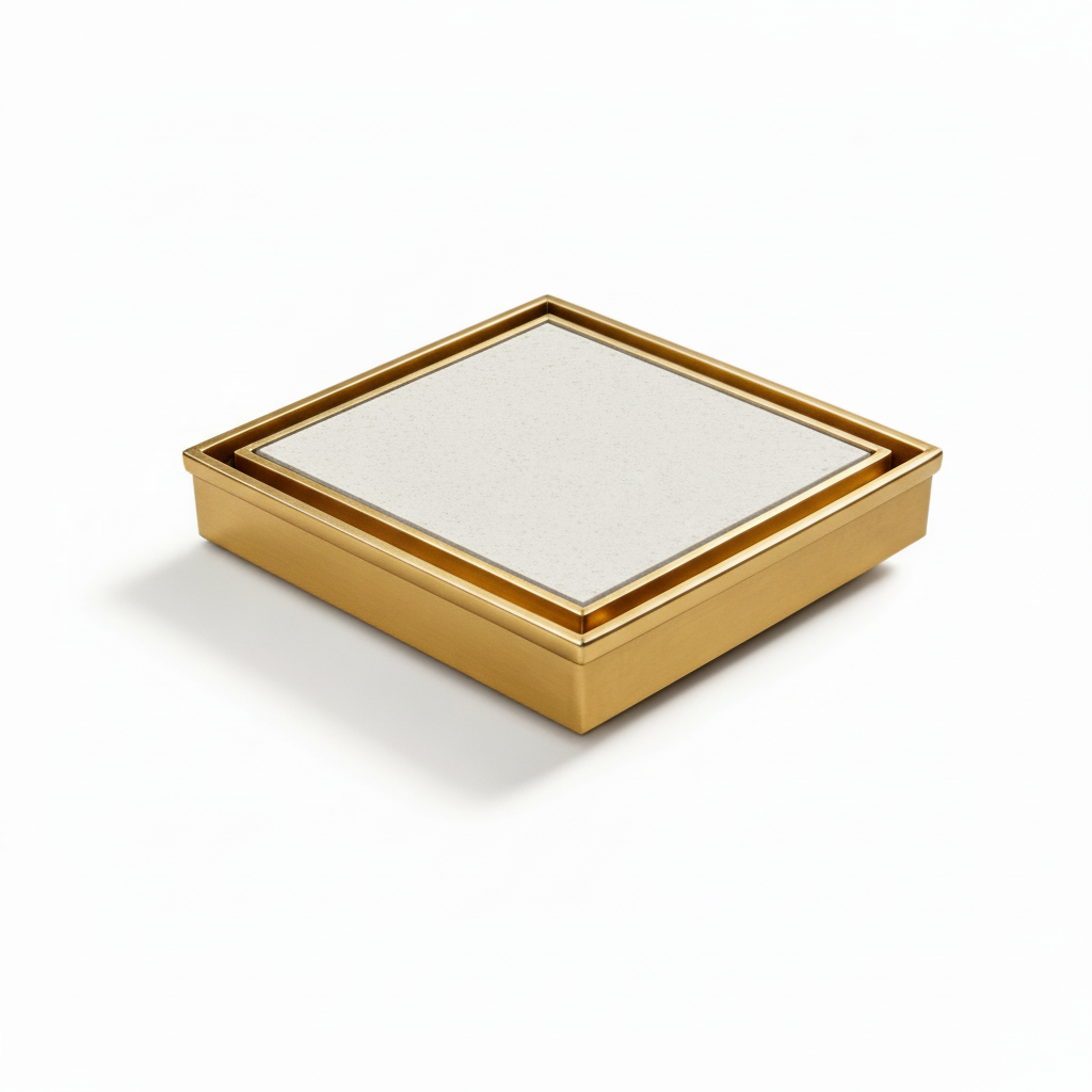 Neston Square Max Tile Insert Grate Brushed Brass