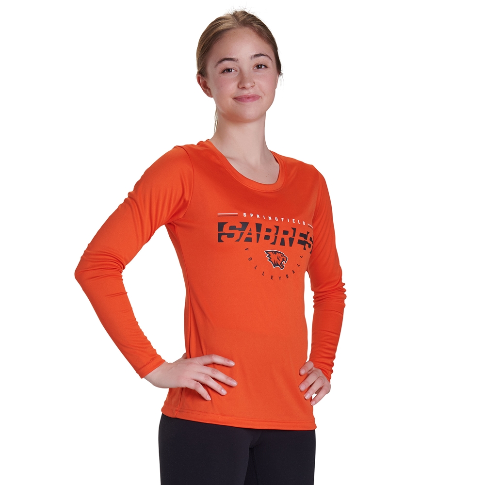 Women's Orange Long Sleeve Sports Tee