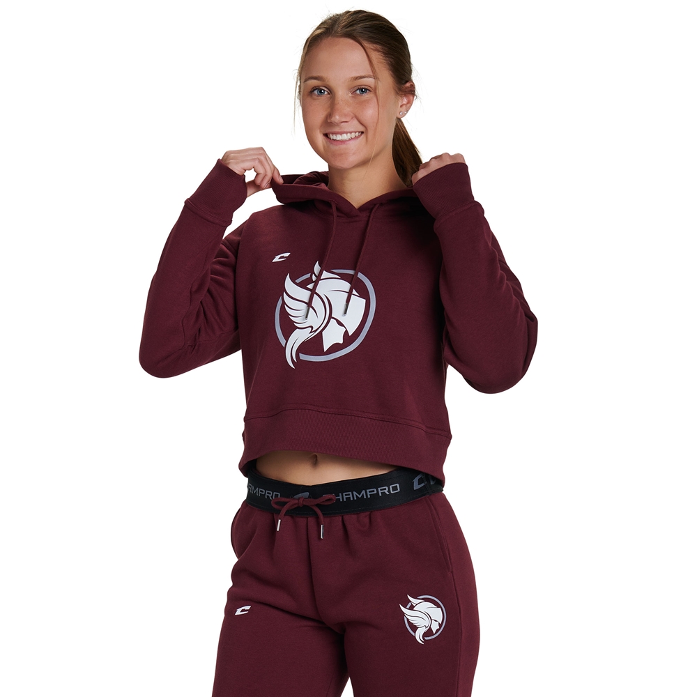 Maroon Cropped Hoodie & Joggers Set
