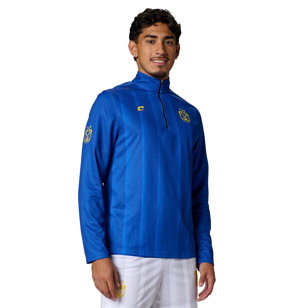 Men's Blue Quarter-Zip Soccer Jacket