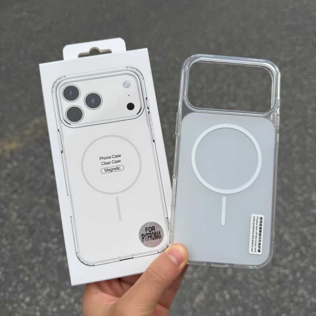 New Design Pure Color Clear Acrylic Magnetic Phone Case for iPhone 17 Pro Max 16E 16 15 14 Mobile Accessories With Packaging