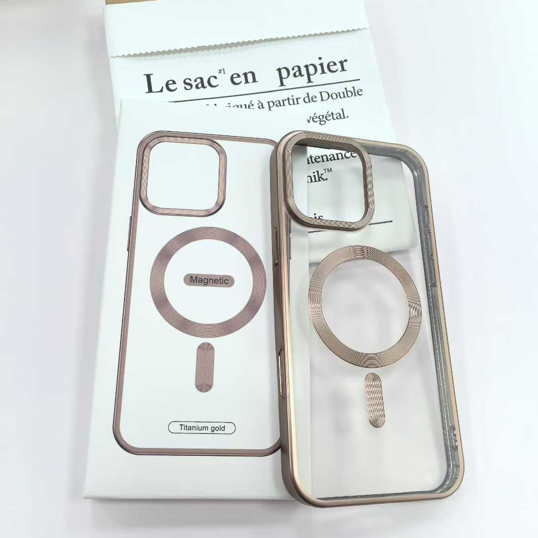 Plating Magnetic Charging Phone Case Transparent Clear Tpu Electroplate Phone Cover for Iphone 11 12 13 14 17 Pro Max Plus