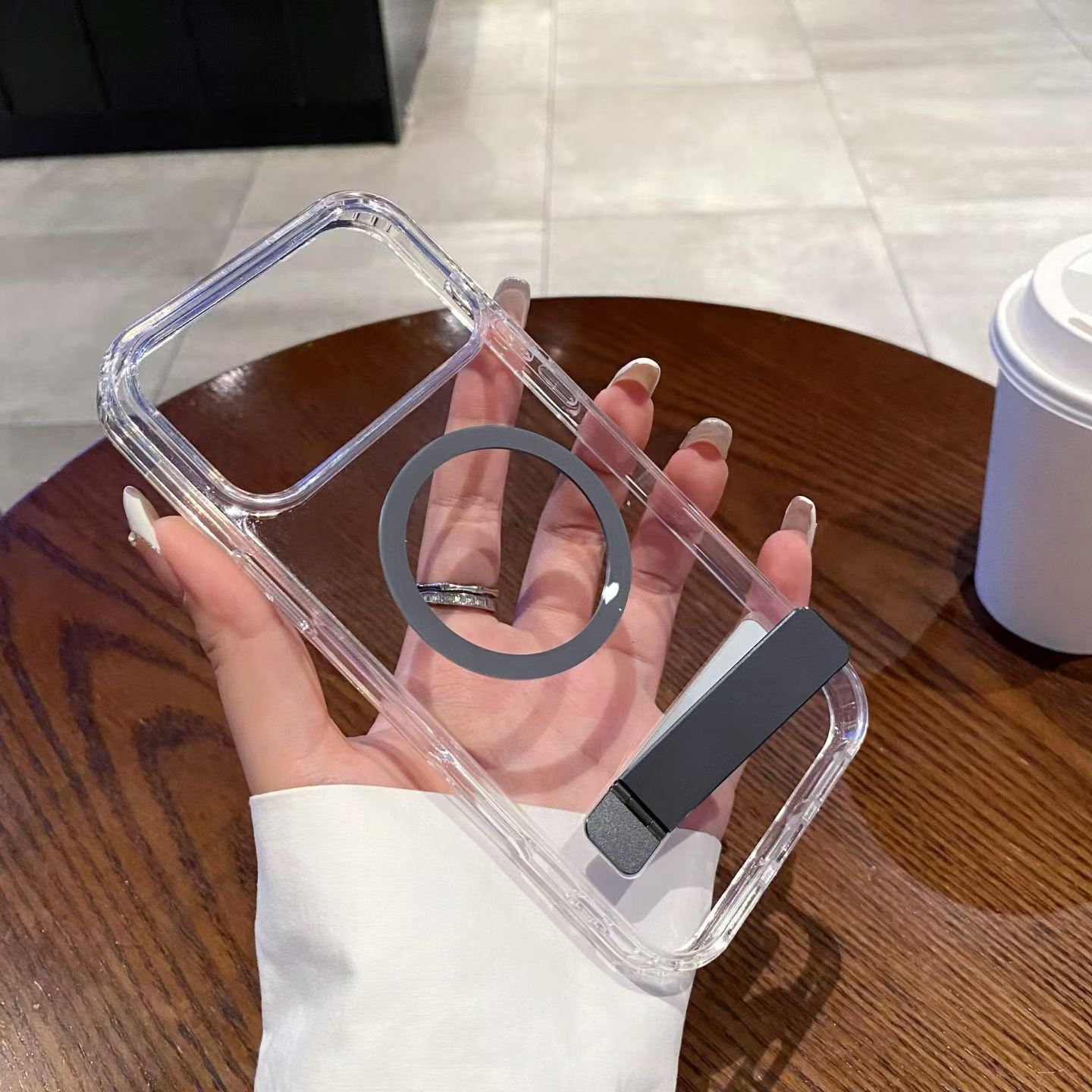 Clear Acrylic Case Transparent TPU PC Stand Phone case Cover for iPhone 17 Pro Max Clear Air 16 15 14 13 12 holder phone shells