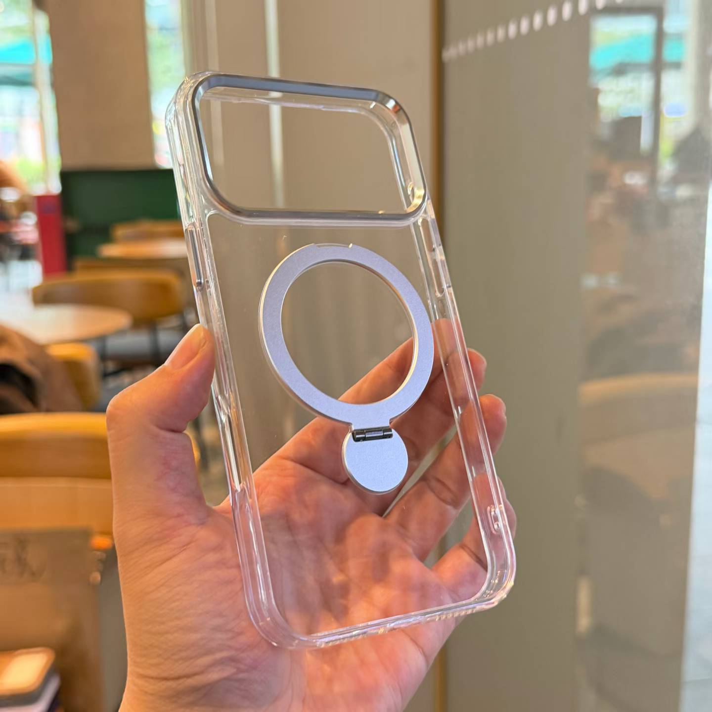 Luxury Magnetic Wireless Charge Metal Stand Phone Case for iPhone 17 16 15 14 13 12 11 Pro Max clear Mobile Phone Cases