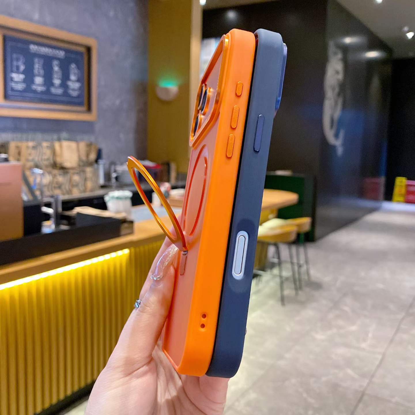 For iPhone 17 16 15 14 Pro Magnetic Car Holder Matte Phone case Luxury Bracket Mobile Phone Case for iPhone 17 Pro