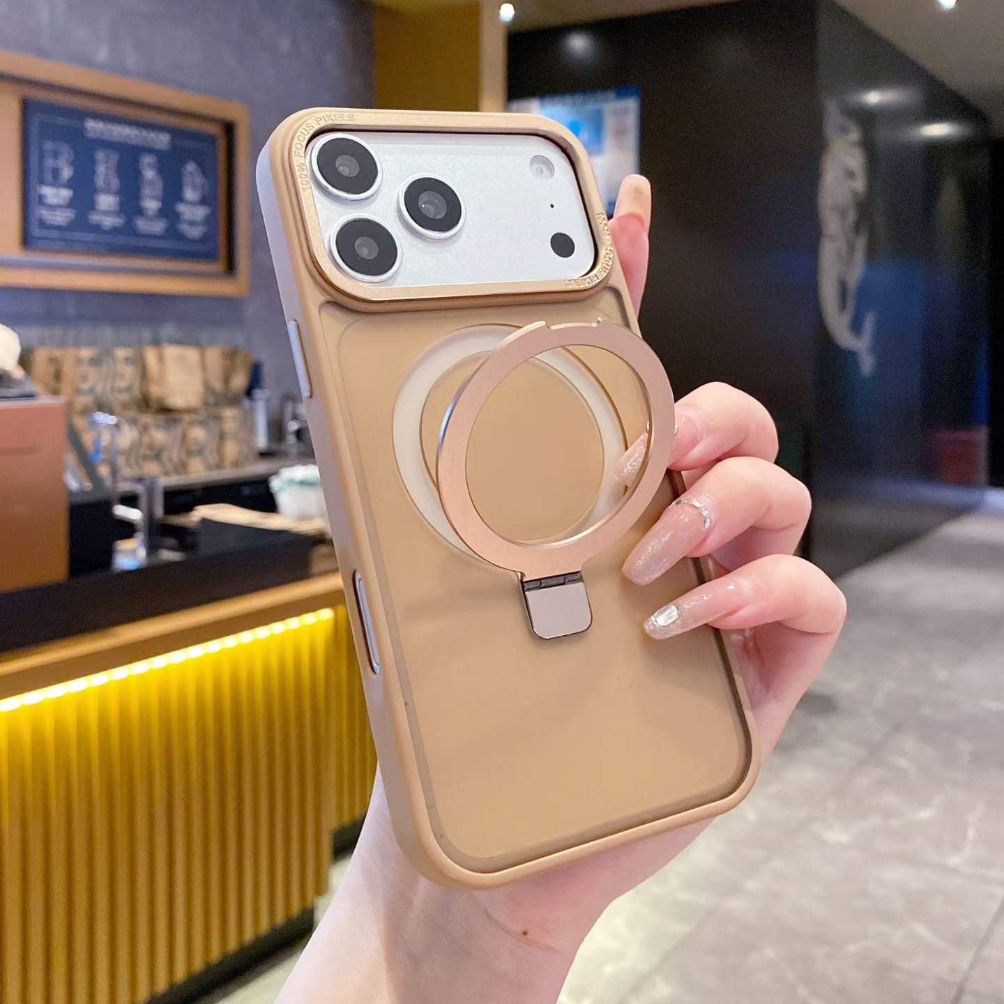 For iPhone 17 16 15 14 Pro Magnetic Car Holder Matte Phone case Luxury Bracket Mobile Phone Case for iPhone 17 Pro