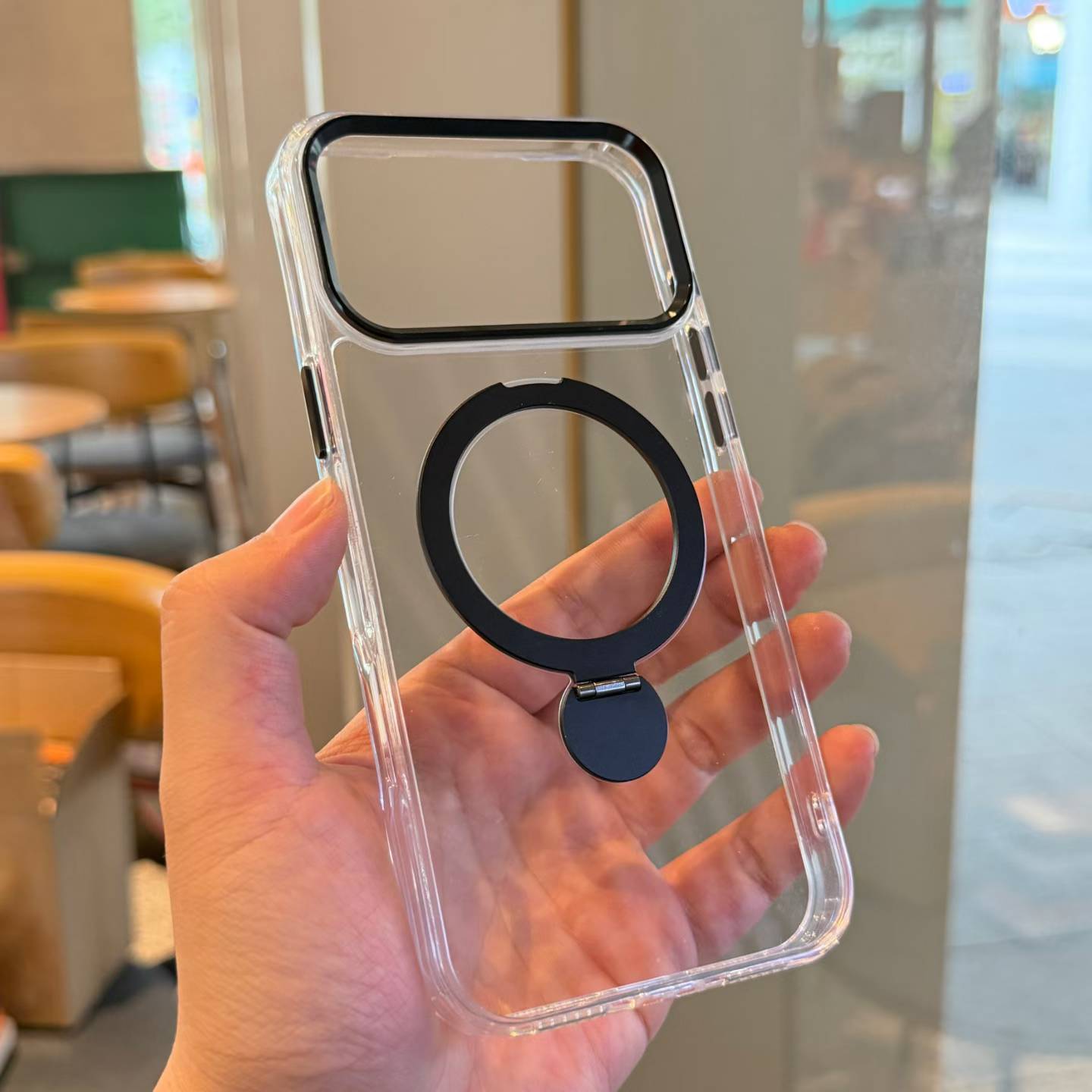 Luxury Magnetic Wireless Charge Metal Stand Phone Case for iPhone 17 16 15 14 13 12 11 Pro Max clear Mobile Phone Cases