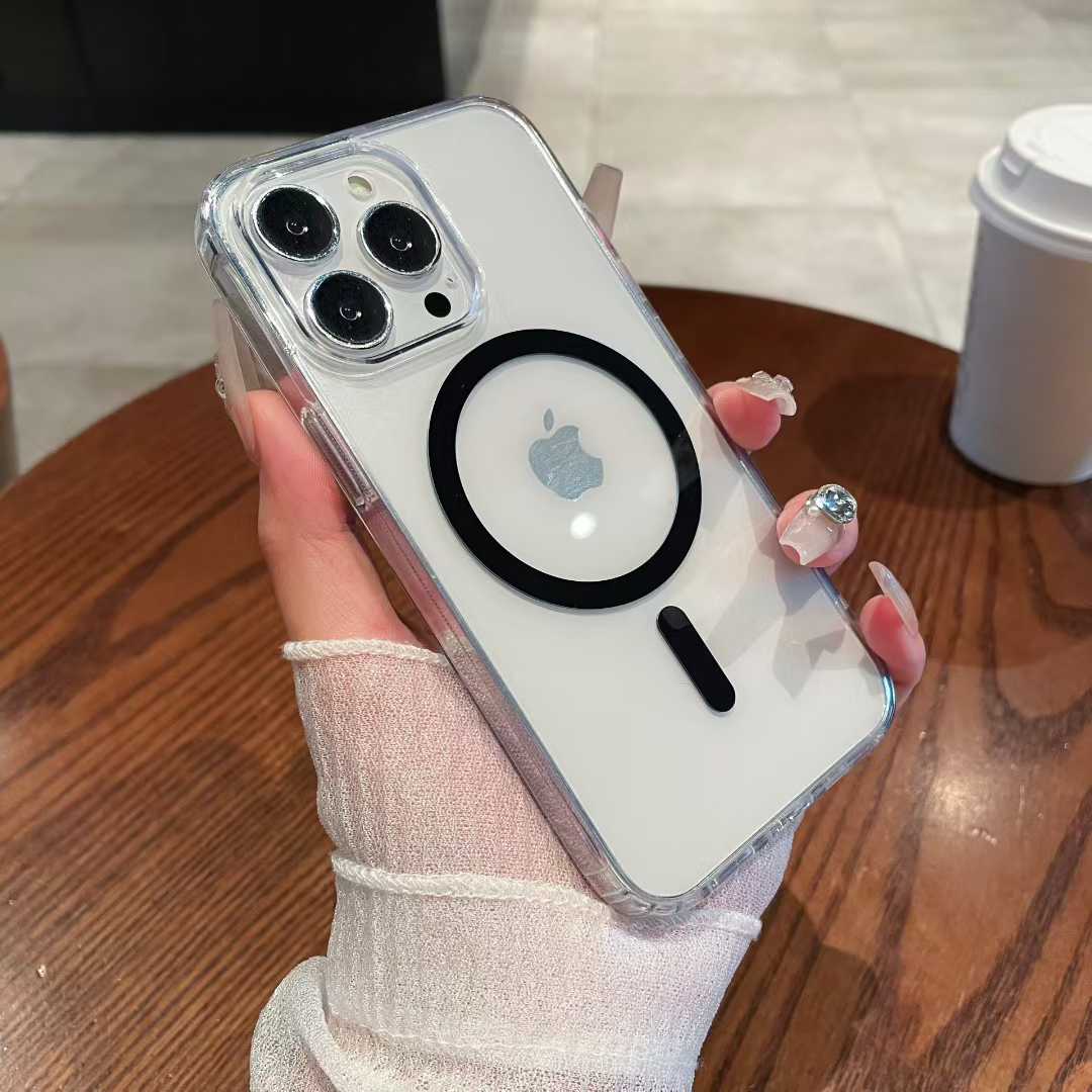 Hot Selling Anti-Drop Wireless Charging Transparent TPU Case Magnetic Shockproof Protector for IPhone 15 16 Pro