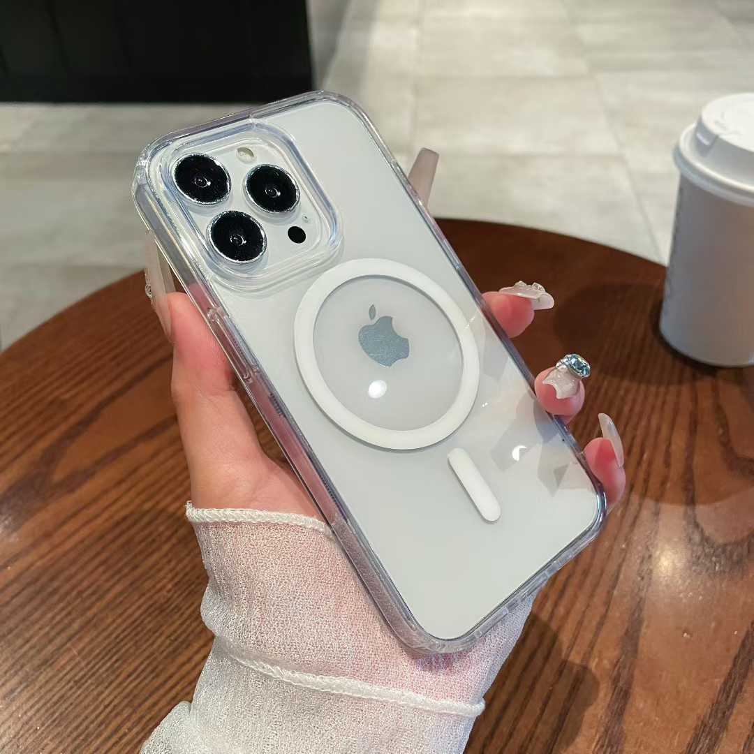 Hot Selling Anti-Drop Wireless Charging Transparent TPU Case Magnetic Shockproof Protector for IPhone 15 16 Pro