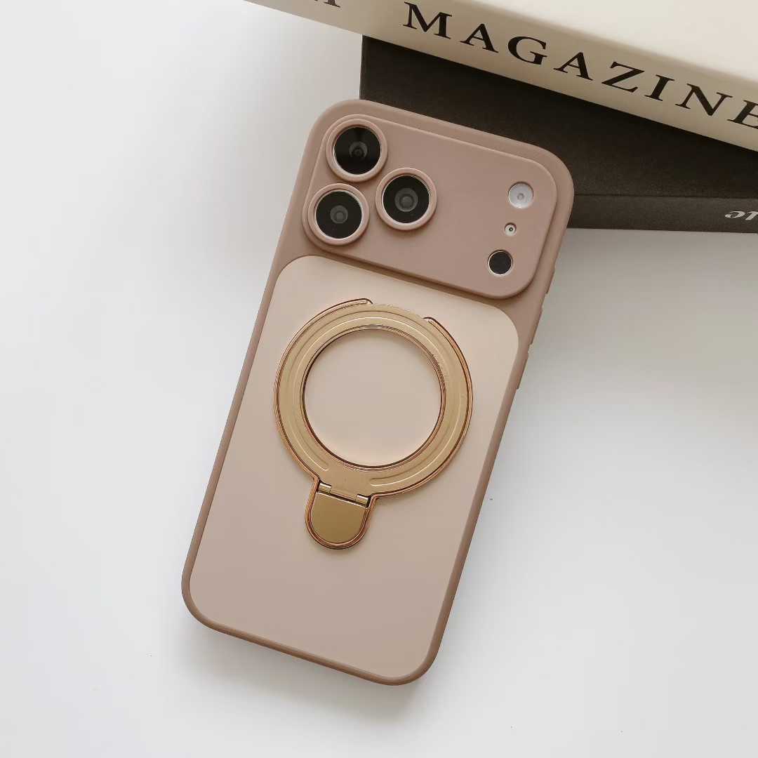 Precision Hole Skin-sensing Color Two-in-one Magnetic Ring Holder Instantly Transform Into IP 17Promax Phone Cover
