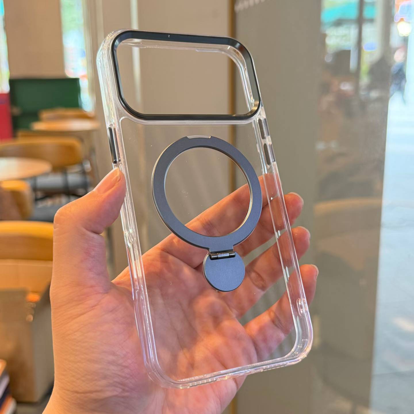 Luxury Magnetic Wireless Charge Metal Stand Phone Case for iPhone 17 16 15 14 13 12 11 Pro Max clear Mobile Phone Cases