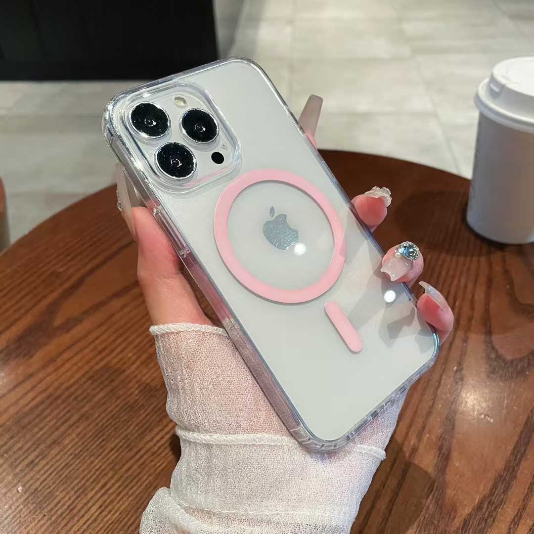 Hot Selling Anti-Drop Wireless Charging Transparent TPU Case Magnetic Shockproof Protector for IPhone 15 16 Pro