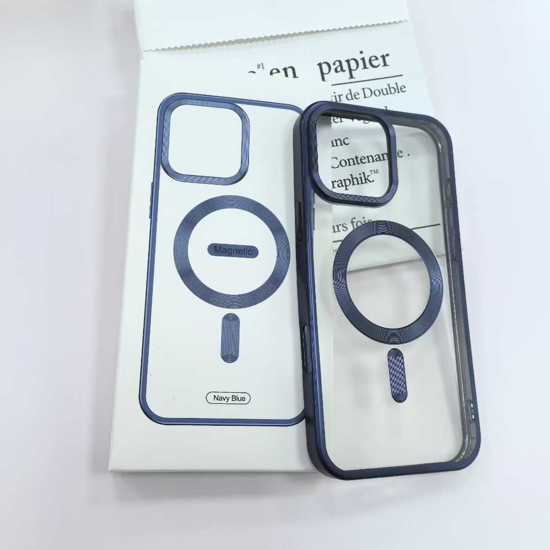 Plating Magnetic Charging Phone Case Transparent Clear Tpu Electroplate Phone Cover for Iphone 11 12 13 14 17 Pro Max Plus