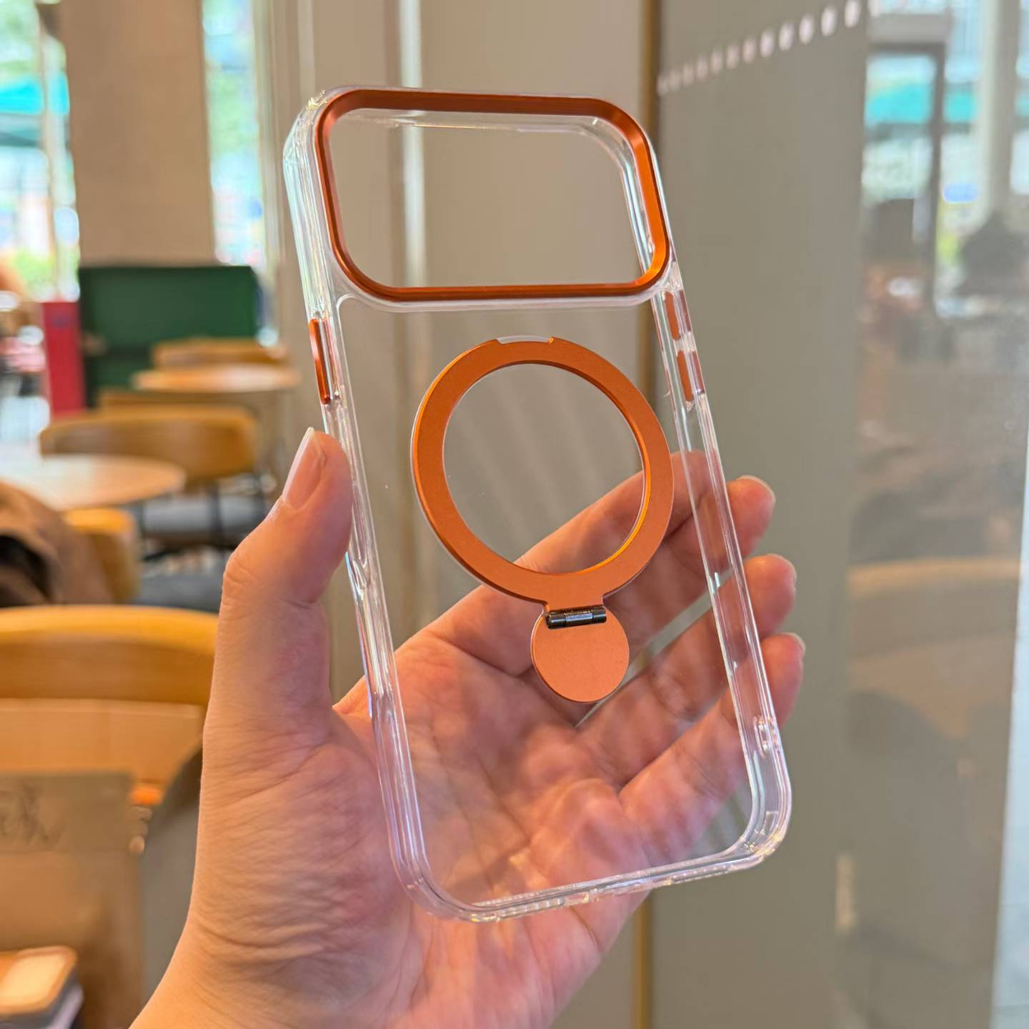 Luxury Magnetic Wireless Charge Metal Stand Phone Case for iPhone 17 16 15 14 13 12 11 Pro Max clear Mobile Phone Cases