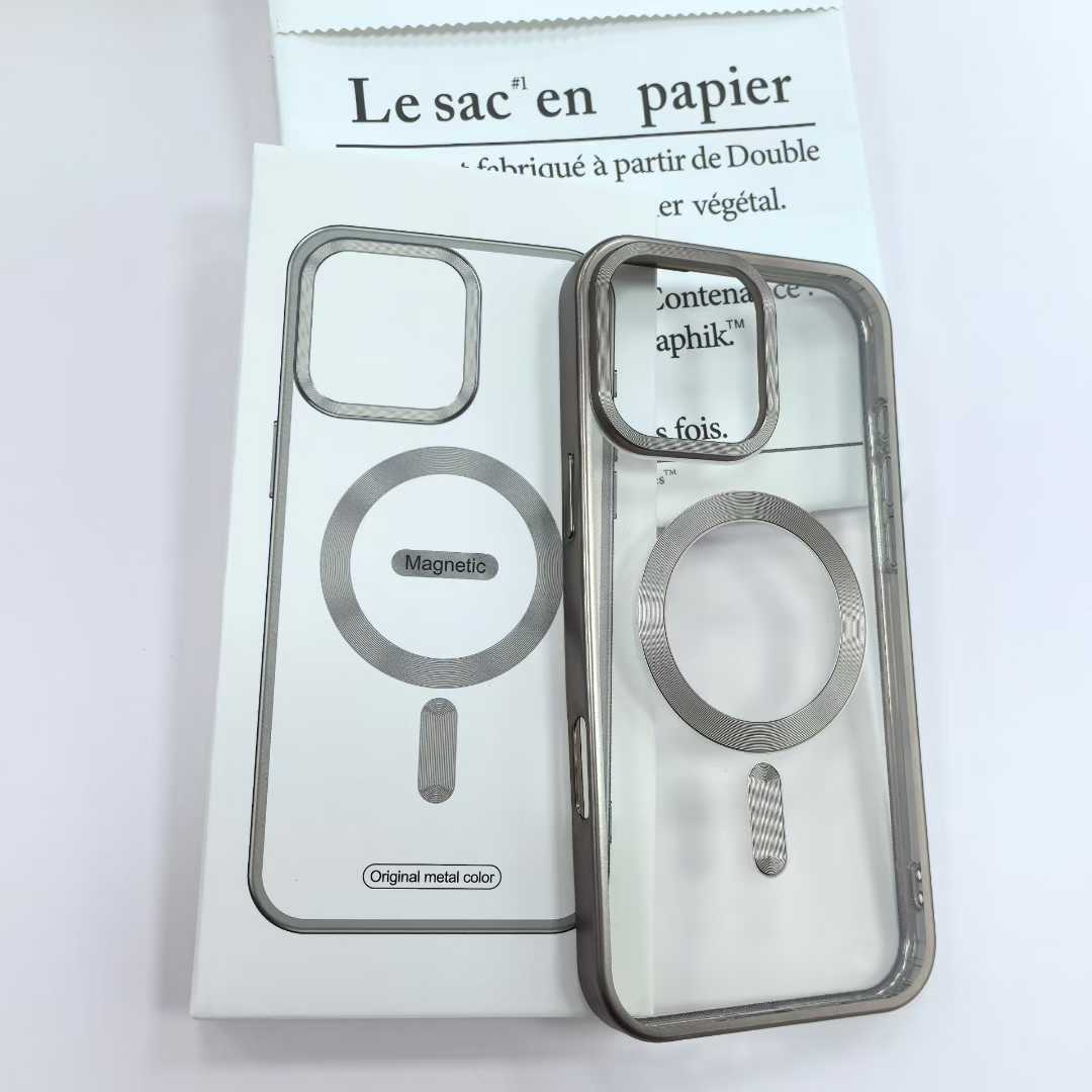 Plating Magnetic Charging Phone Case Transparent Clear Tpu Electroplate Phone Cover for Iphone 11 12 13 14 17 Pro Max Plus