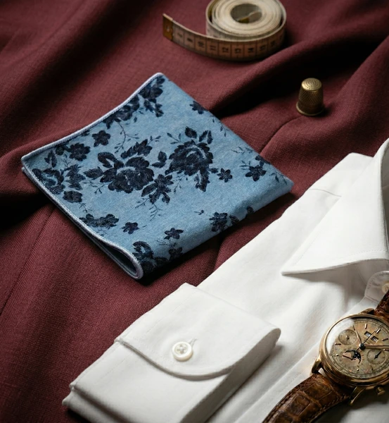 Blue & Navy Floral Pocket Square